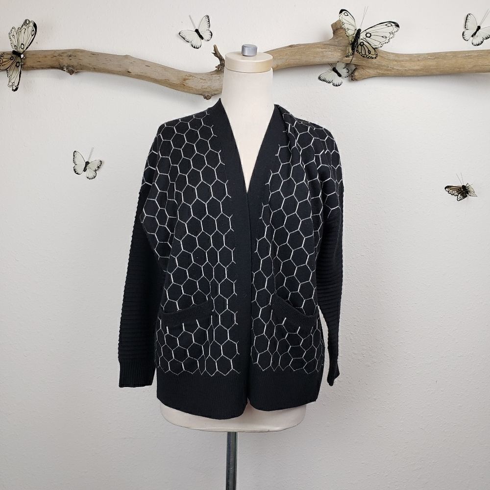 Mason by Michelle Mason black honeycomb cardigan - Picture 2 of 8